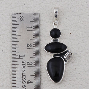 Natural Black Onyx Silver Pendants