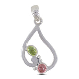 Multi Tourmaline Gemstone Silver Pendant