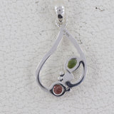 Multi Tourmaline Gemstone Silver Pendant