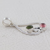 Multi Tourmaline Gemstone Silver Pendant