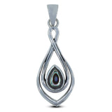 925 Sterling Silver Gorgeous Abalone Shell Gemstone Colorful Pendant