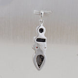 Fordite & Black Tourmaline Silver Pendant