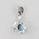 Natural Larimar Designer 925 Sterling Silver Pendant