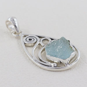 925 Sterling Silver Aquamarine Pendant