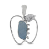 Raw Aquamarine Silver Pendant