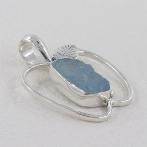 925 Silver Raw Aquamarine Pendant