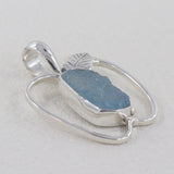 Raw Aquamarine Silver Pendant