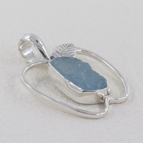 925 Silver Raw Aquamarine Pendant