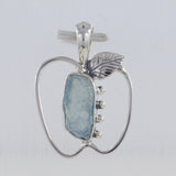 Raw Aquamarine Silver Pendant