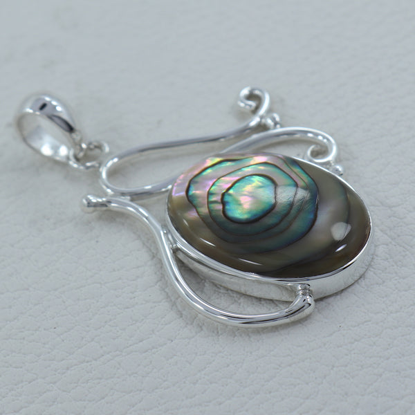 925 Sterling Silver Abalone Shell Pendant