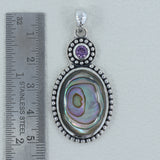 Abalone Shell With Amethyst Gemstone Silver Pendant