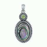 Abalone Shell With Amethyst Gemstone Silver Pendant