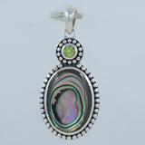 Abalone Shell With Amethyst Gemstone Silver Pendant