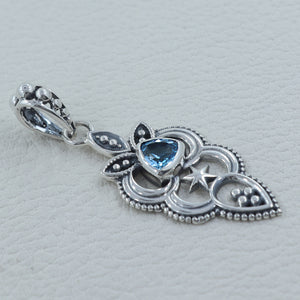 925 Sterling Silver Blue Topaz Designer Pendants