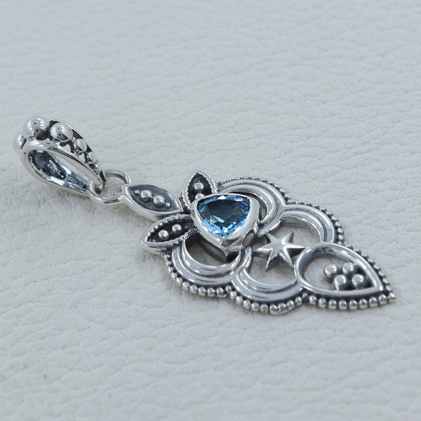 925 Sterling Silver Blue Topaz Designer Pendants