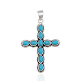 Mexican Turquoise Cross Silver Pendant