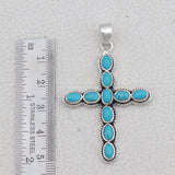 Mexican Turquoise Cross Silver Pendant