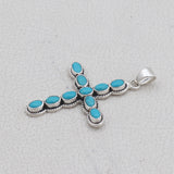 Mexican Turquoise Cross Silver Pendant