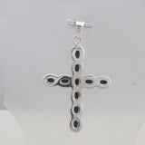 Mexican Turquoise Cross Silver Pendant