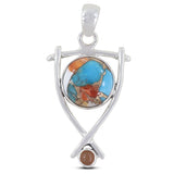 925 Silver Spiny Oyster Turquoise Pendant