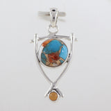 925 Silver Spiny Oyster Turquoise Pendant