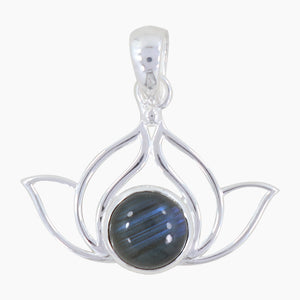 925 Silver Labradorite Lotus Pendant