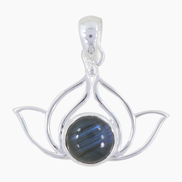 925 Silver Labradorite Lotus Pendant