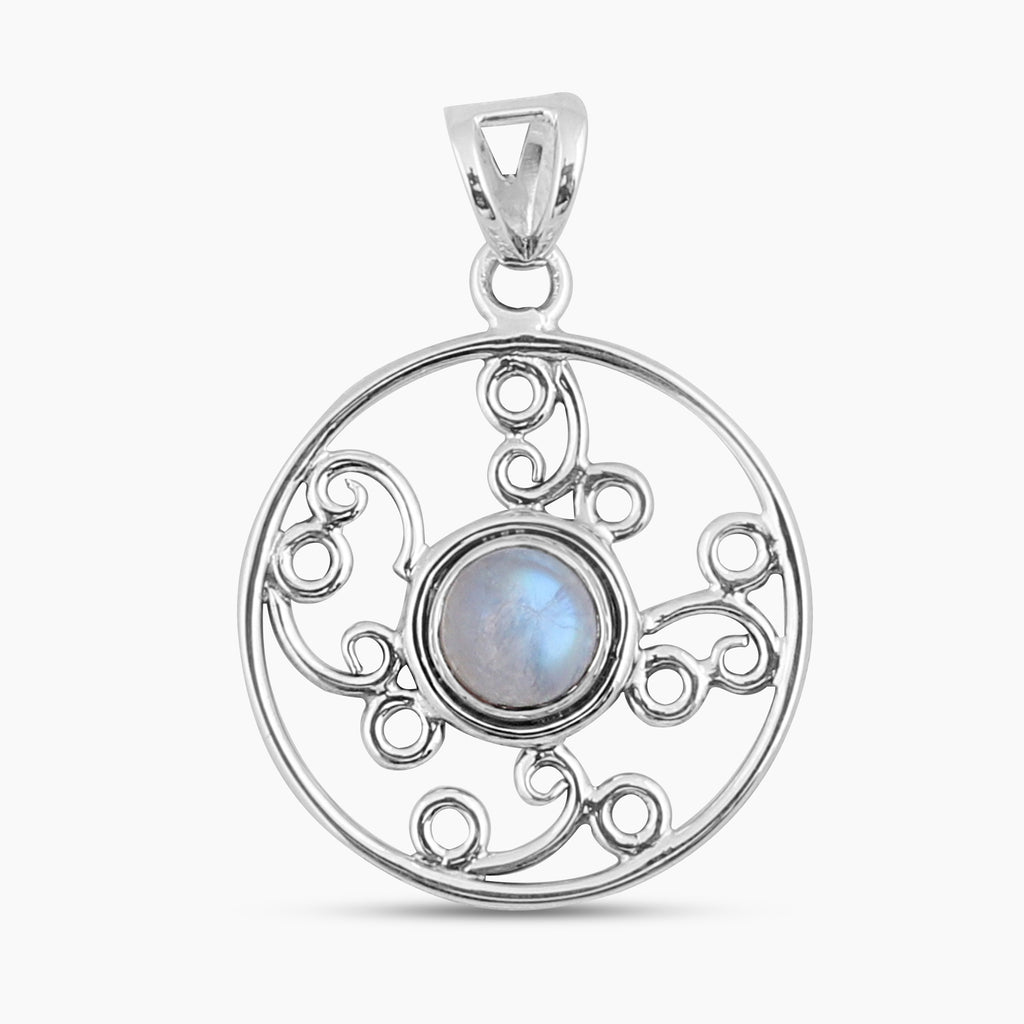 Rainbow Moonstone Silver Pendants