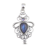 Rainbow Moonstone 925 Sterling Silver Pendant