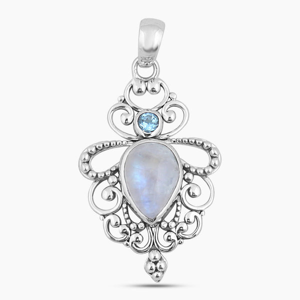 Rainbow Moonstone Silver Pendant