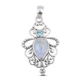 Rainbow Moonstone 925 Sterling Silver Pendant