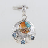 Spiny Oyster Turquoise Silver Pendant