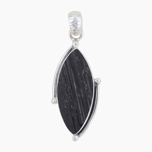 925 Silver Raw Black Tourmaline Pendants
