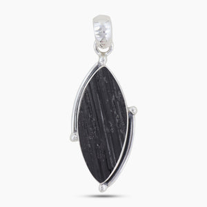 925 Silver Raw Black Tourmaline Pendants