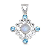 Rainbow Moonstone Silver Jewelry Set