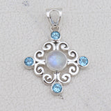 Rainbow Moonstone Silver Jewelry Set