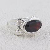 Natural Garnet Birthstone Silver Ring