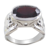 Natural Garnet Birthstone Silver Ring