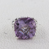 Checker Cut Amethyst Sterling Silver Ring