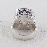 Checker Cut Amethyst Sterling Silver Ring