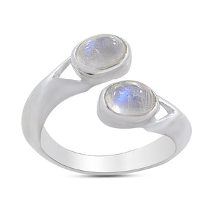 Rainbow Moonstone Silver Rings