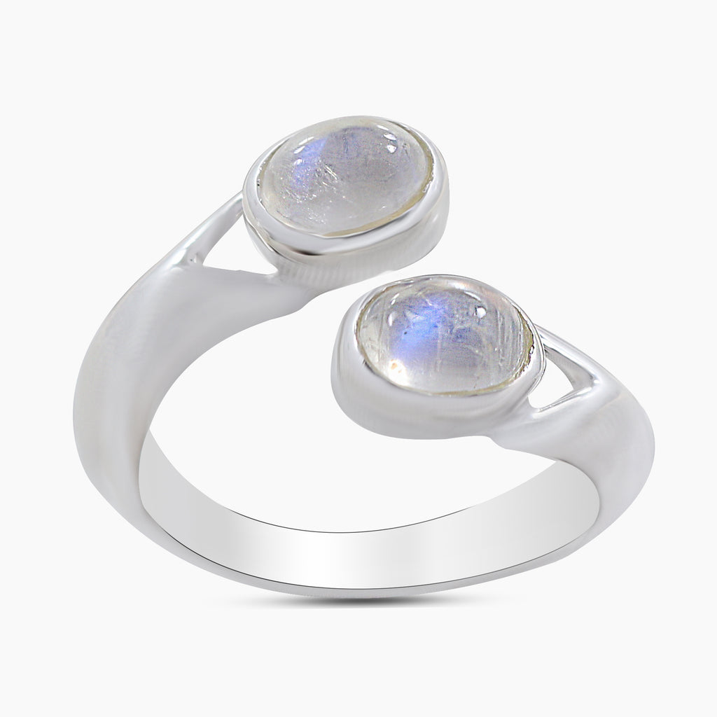 Rainbow Moonstone Silver Rings