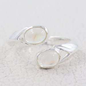 Rainbow Moonstone Silver Rings