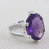 Beautiful Natural Amethyst Sterling Silver Rings