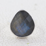 Labradorite Checker Cut Gemstone Silver Handmade Ring