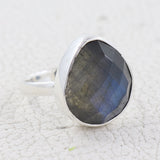 Labradorite Checker Cut Gemstone Silver Handmade Ring