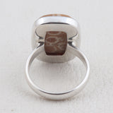 Natural Fossil Coral Handmade Silver Ring 925 Sterling Silver Ring