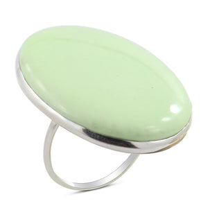 Lemon Chrysoprase Silver Plain Ring