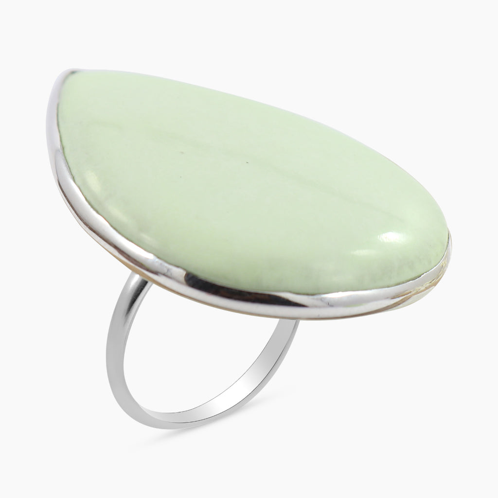 Lemon Chrysoprase Silver Plain Ring