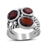 Multi Stone Silver Band Ring